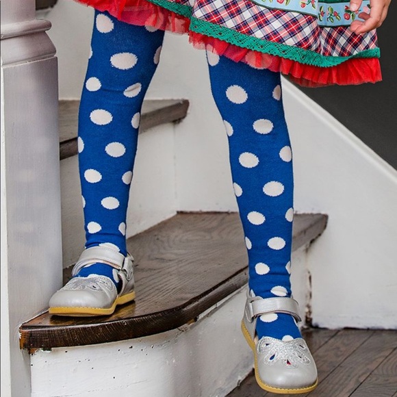 blue polka dot tights